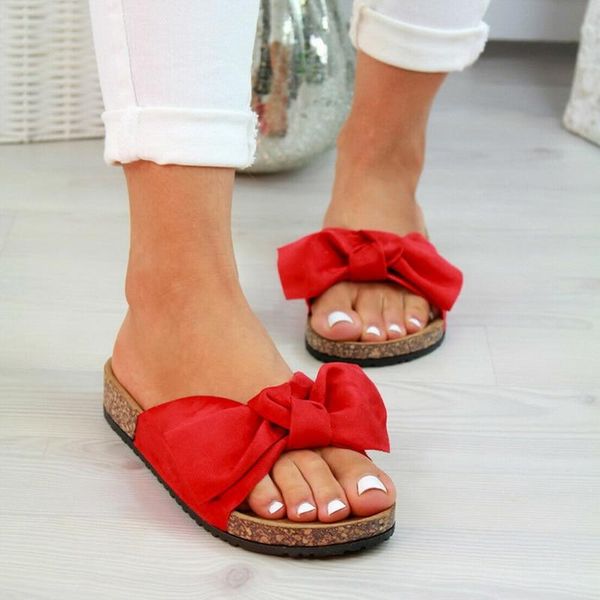 

women's beach slippers casual sewing ladies flat shoes 2021 summer bow-knot female sandals comfortable elegant woman shoes new, Black