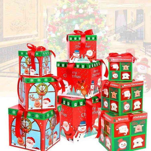

ornament gift box 15-25cm paper bright gift box three piece set scene ornament