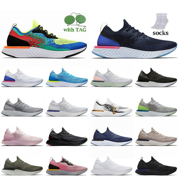 

epic react fly knit men women running shoes rainbow belgium beige triple black white girl's pink orange copper flash plum dust flyknit