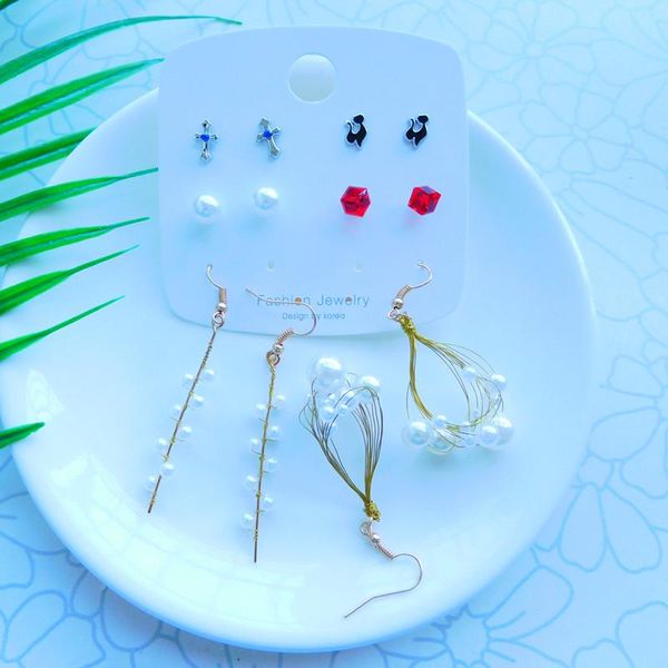 

earrings & necklace women's korean geometric crystal cat stud arrival handmade pearl water drop 2021 trend jewelry, Silver