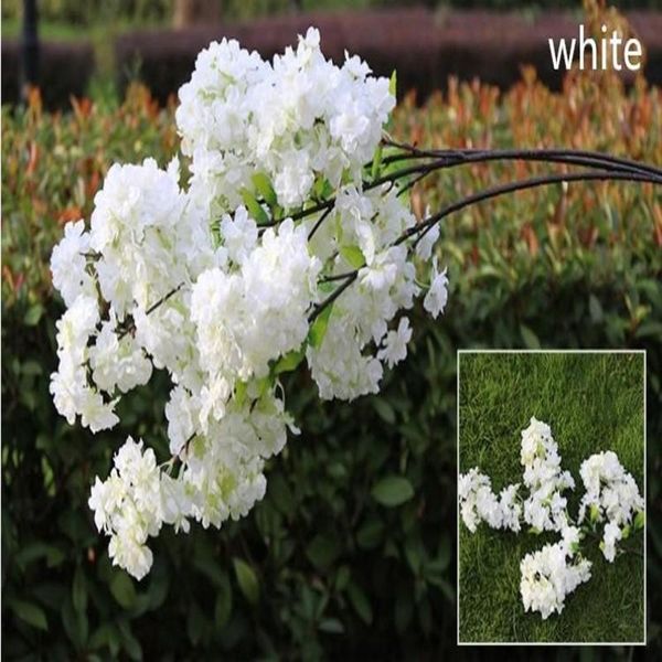 

white cherry blossom artificial silk flower garland 4 fork branch for wedding party fall decoration decorative flowers & wreaths