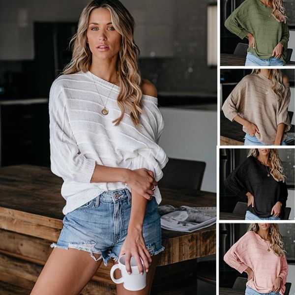

women's sweaters women long-sleeves o neck casual knitted loose pullover autumn, White;black