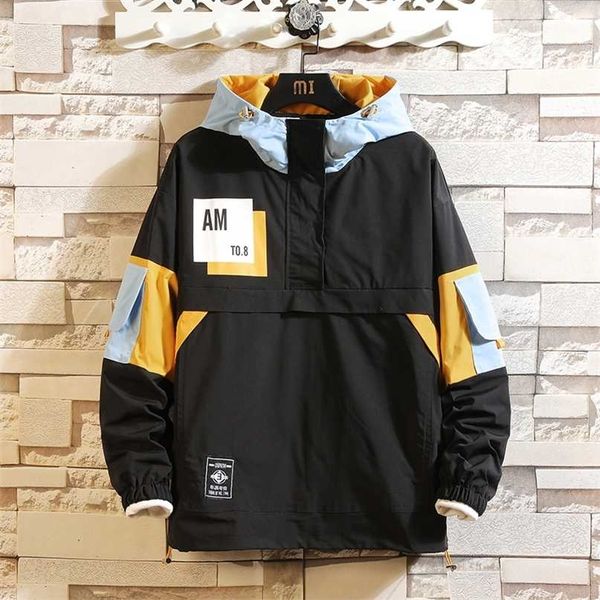 

janpan style bigger pocket white black spring autumn jacket men's streetwear bomber clothes plus asian oversize m-5xl 211110, Black;brown