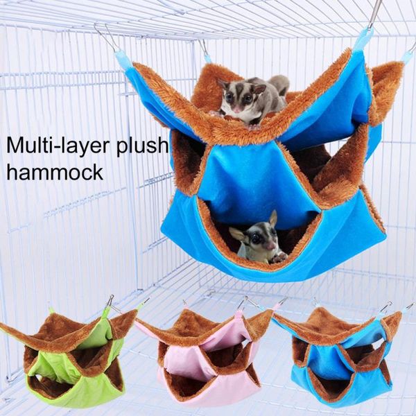 

small animal supplies 3 layer thick plush warm bed rat hammock hanging nest hamster sleeping bag house for petits animaux pet accessories