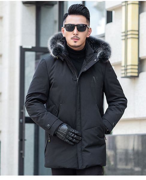 

downs new fashion fur collar down winter coat men's cotton korean warm parker du, Black