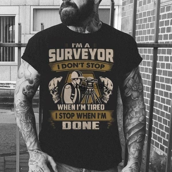 

men's t-shirts surveyor shirt i dont swhen im tired, White;black