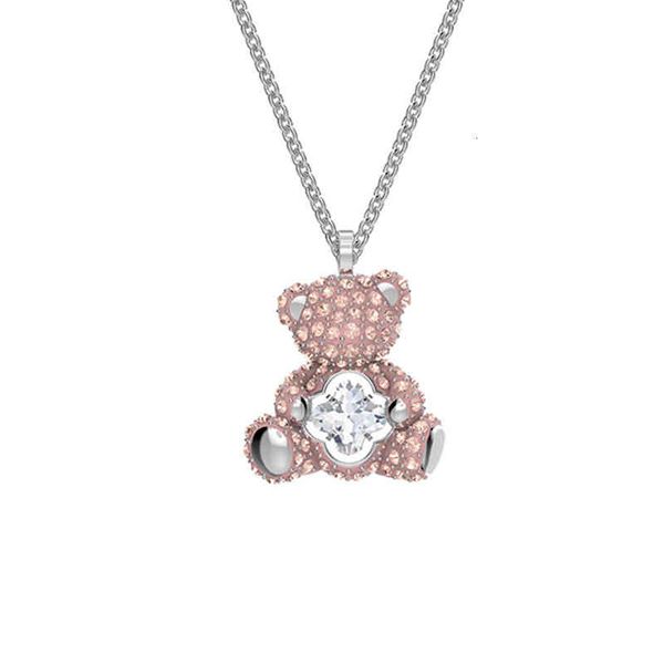

shijia 1:1 bright teddy bear necklace female swarovski element crystal heart, Silver