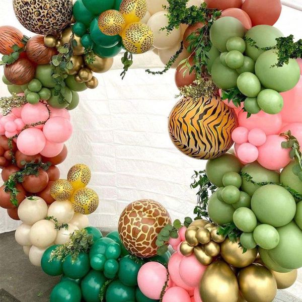 

party decoration 150pcs green balloon arch kit garland chrome gold animal series 4d ball baby shower kids wild one 1st birthday