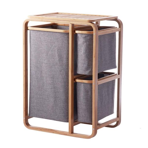 

gird bamboo laundry basket dirty clothes bathroom hamper storage organizer bags