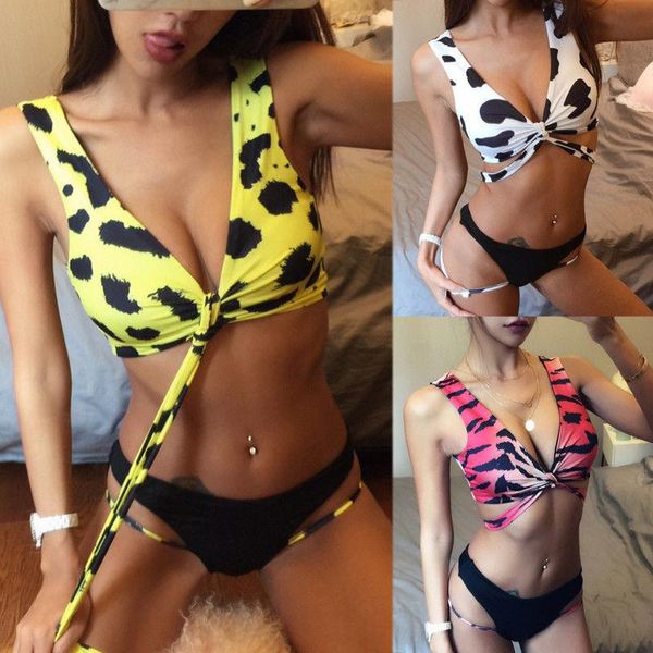 

women's swimwear leopard swimsuit bikinis women bikini two piece female separate bathing suit brazilian, White;black