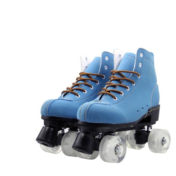 

inline & roller skates double line patines artificial sneaker leather skating white pu flash 4 wheels patins