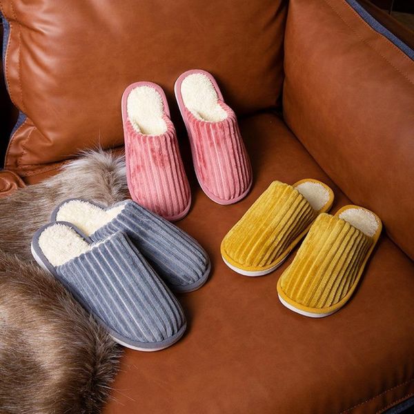

slippers cotton home fur slides comfy plush warm sandals casual loafers 2021 fashion shoes anti-slip men ladies unisex, Black