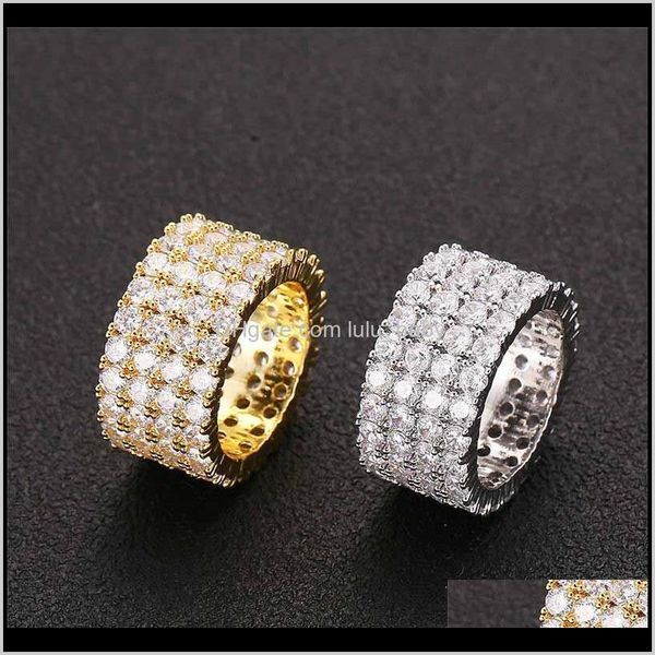 Размер 612 Мужчины Женщины обручальные свадьба Iced Out 4 ряда Cz Gold Silver Love Diamond Luxury Nice Gift 7UWL2 BAND RGCDZ