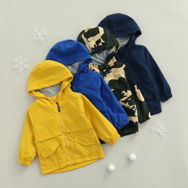 

jackets boys casual zipper closure jacket, solid color/ camouflage printed pattern hooded coat, 2-7 years1, Blue;gray