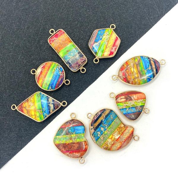 

charms natural stone turquoise pendant heart shaped round jewelry irregular bead hemming craft diy making necklace accessories, Bronze;silver