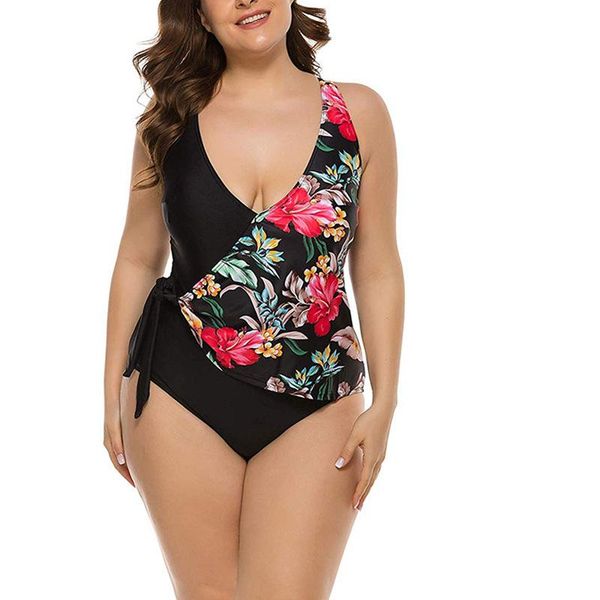 

one-piece suits women one piece bikini plus size bandage bathing suit floral print backless swimwear conservative monokini low back swimsuit