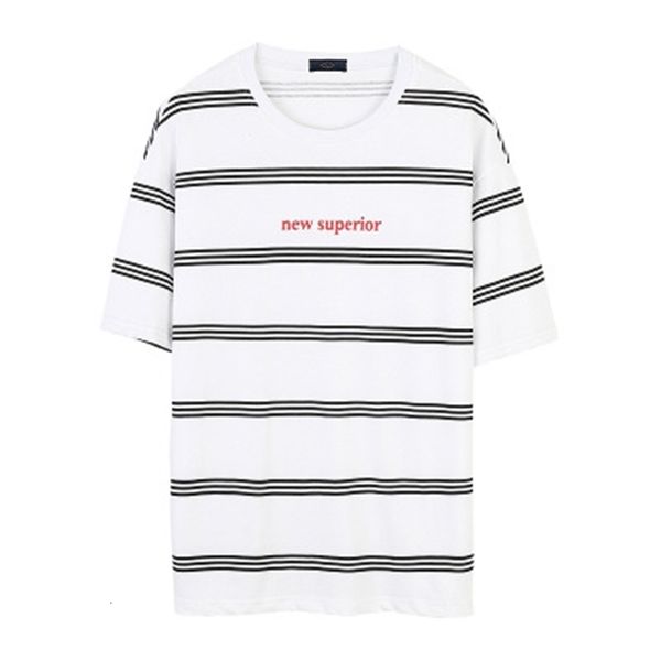 

mens sell summer t-shirts classic stripe letter print loose tee fashion hip hop street, White;black