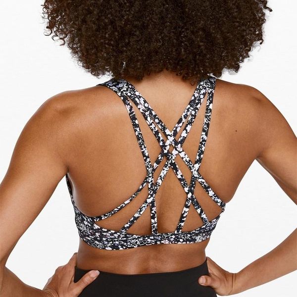 

fitness gym exercise bra sports removable cups strappy back detailing yoga provide light support clothing, White;black