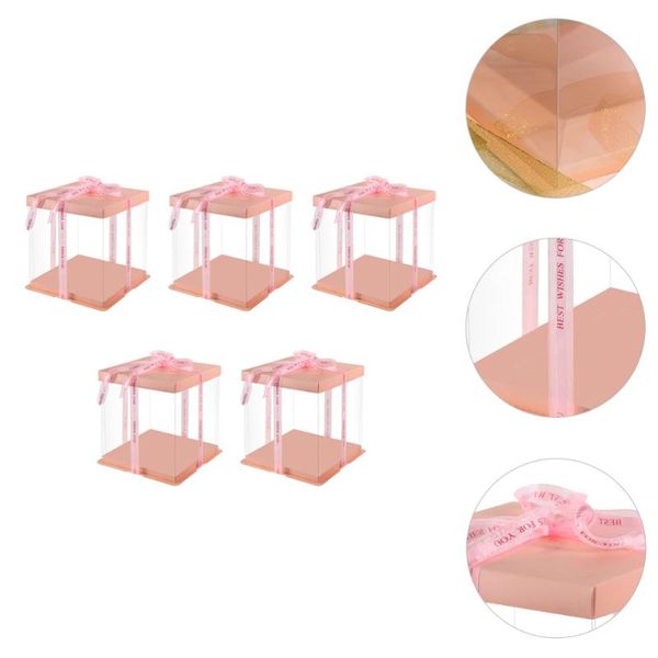 

gift wrap 5pcs transparent cake box packing single layer container