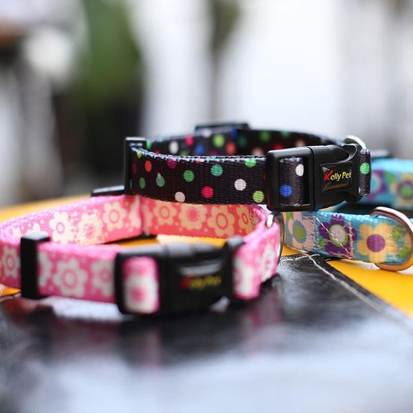 

dog collars & leashes fashion collar soft texture adjustable in floral print with dual stainless-steel rings for easy leash clip