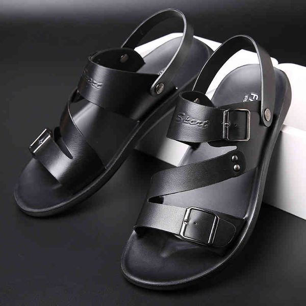 

sandals mens leather men summer shoes flat beach male black a7fe