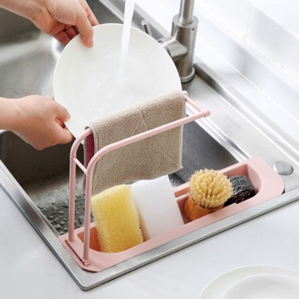 

kitchen storage & organization sink shelf adjustable faucet rack dish brushes sponge shelves drain basket holder