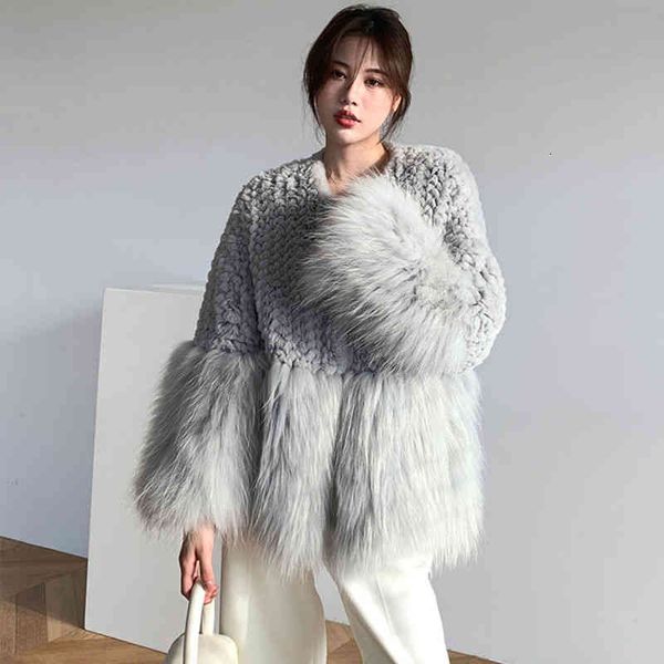 

women's fur & faux stitching coat autumn and winter temperament solid color woven elegant i6j3, Black