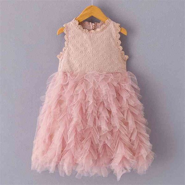 

girls party dress summer kids girl princess es layered lovely costumes children outfits clothing 3 7y 210429, Red;yellow