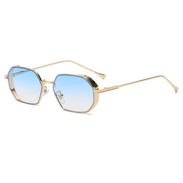 

sunglasses fashion steampunk shield for women vintage small polygon sun glasses men uv400 hip hop punk eyewear gradient blue, White;black