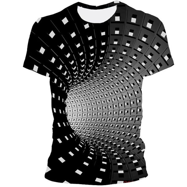 

summer tunnel swirl printing 3d t-shirt funny harajuku cool men's shirt everyday short-sleeved t-shirts, White;black