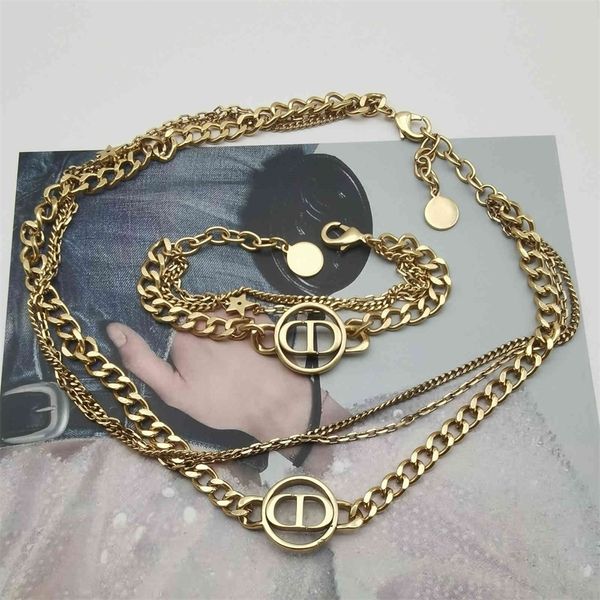 

hip hop multilayer bronze necklace bracelet female jewel luxury_8b00, Silver