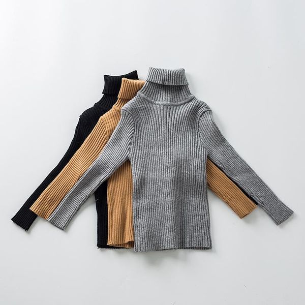

cardigan autumn winter boys knitted sweater casual slim fit kids turtleneck solid warm children bottom pullover 24m-6t, Blue
