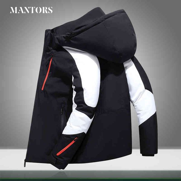 

men's raincoat, warm white down et, thick, casual, hooded, outdoor, 2021, Black