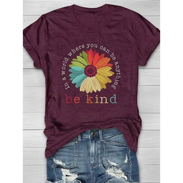 

ladies t-shirt harajuku summer christmas flower print pattern street casual round neck short sleeve comfortable, White