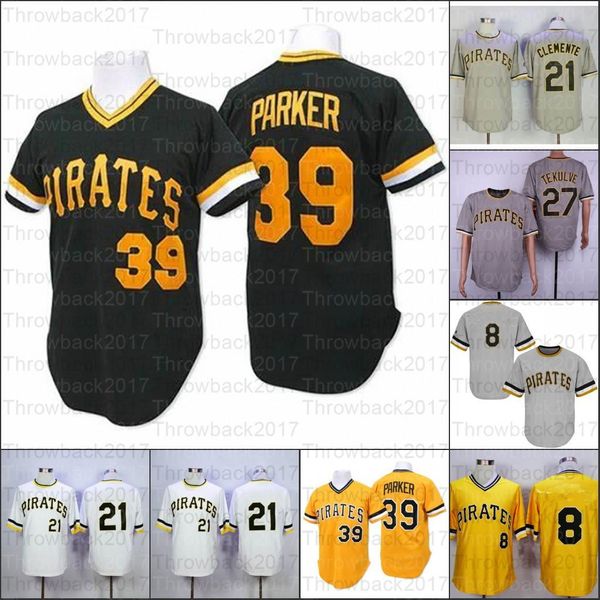 Retro Baseball das Heimtrikot 39 Parher 27 Tekulve 21 Clemente 00 Your Name Jerseys II