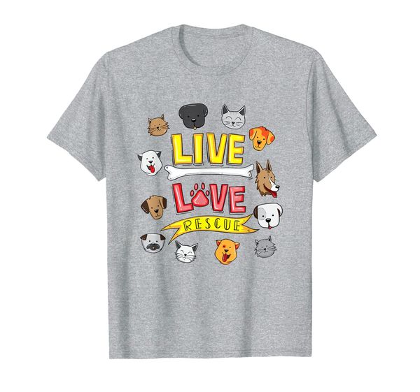 

rescue pet adoption veterinarian live love rescue shirt, White;black
