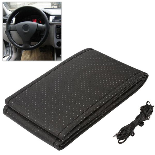 

steering wheel covers truck pu car cover with needle and thread (black+black)