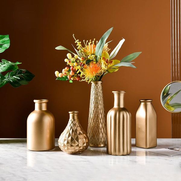 

vases 48h modern home decoration gold glass vase tableflower arrangement container ornaments terrarium for