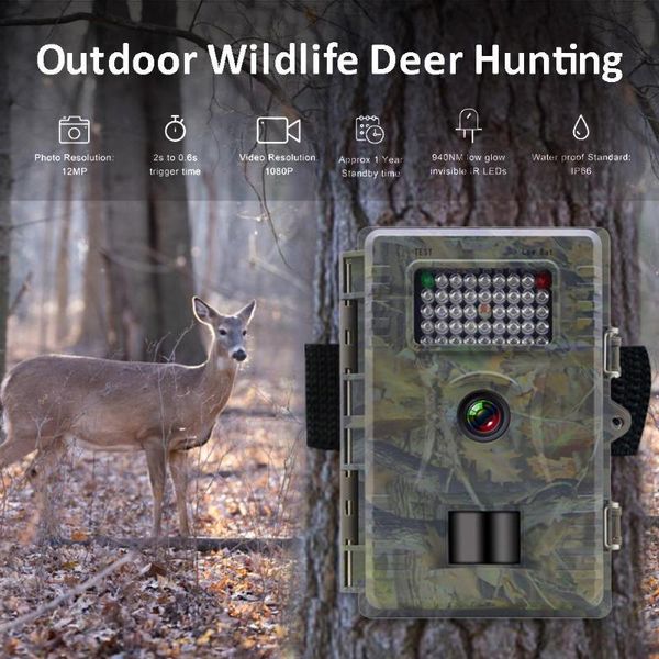 

trail camera 12mp 1080p ip66 waterproof game scouting night vision motion activated cam for outdoor animals monitoring hunting cameras