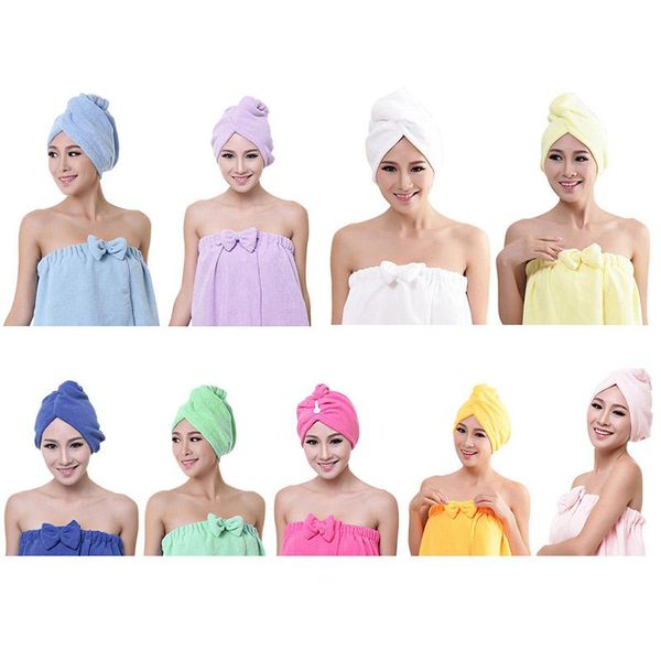 

towel women's microfiber fabric bath hair dry hat cap quick drying lady tool solid