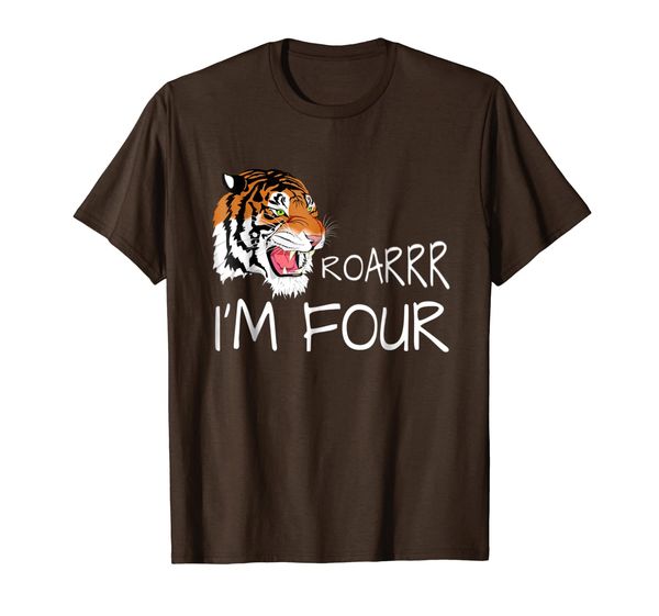 

tiger roar im four - boys 4th birthday t-shirt, White;black