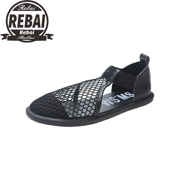 

sandals straps shoes closed toe 2021 summer breathable women's heels suit female beige girls laces black comfort flat low