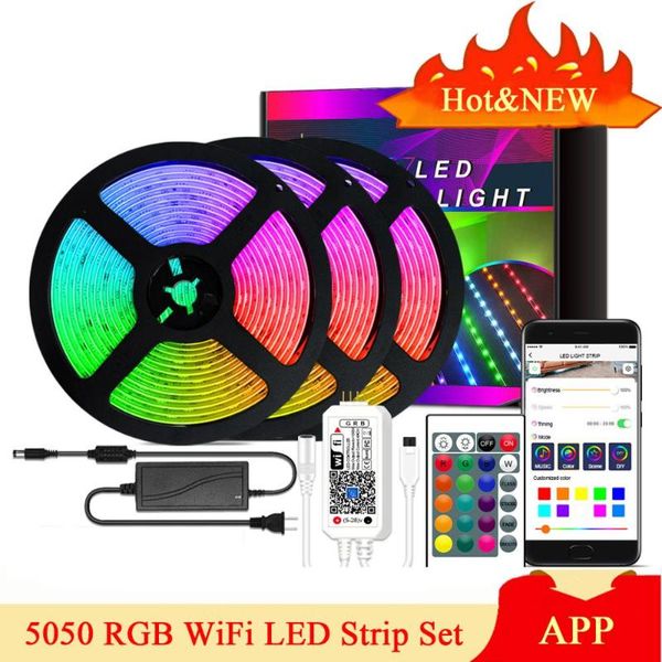

strip 12v led lights rgb tape smd flexible 5m 10m diode ribbon belt with wifi remote control strips