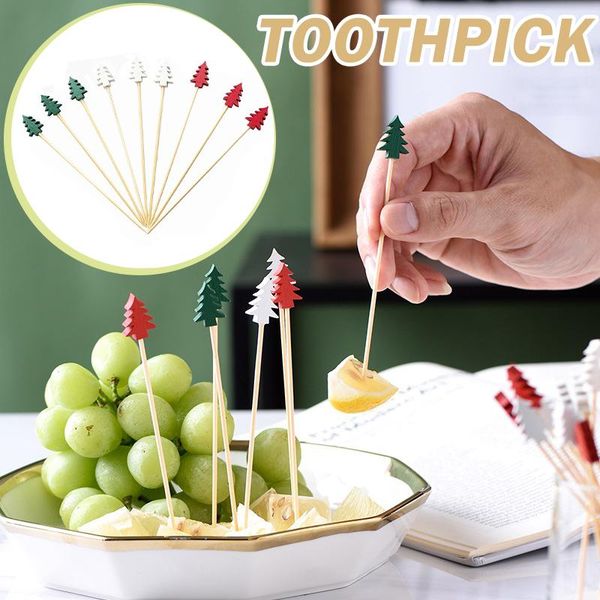 

forks 50/100 pcs christmas fruit picks disposable dessert picker with snowflakes/xmas tree decor seasonal party supp tablewalies