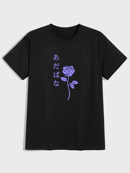 

romwe guys floral graphic tee 86fa#, White;black
