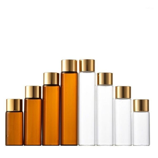 

storage bottles & jars 20ml 30ml 40ml 50ml clear glass cosmetic packaging essential oil vials gold screw lid brown empty test tube refillabl