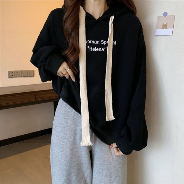 

women's hoodies & sweatshirts 4726 autumn and winter korean version 2021 loose short thick hooded, Black