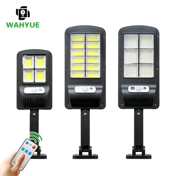 

solar lamps led light outdoor 3000mah ip65 waterproof street lamp pir motion sensor garden wall patio lights with remote control