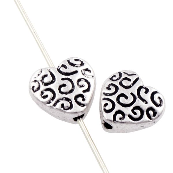 

alloy flat swirls carved heart loose beads antique silver spacers jewelry diy l1768 8.9x9.3mm 50pcs/lot, Black