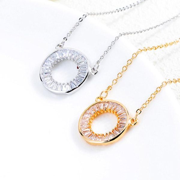 

pendant necklaces stainless steel women pendants chain zircon gilded for girlfriend wife classmate jewelry creativity gift wholesale, Silver